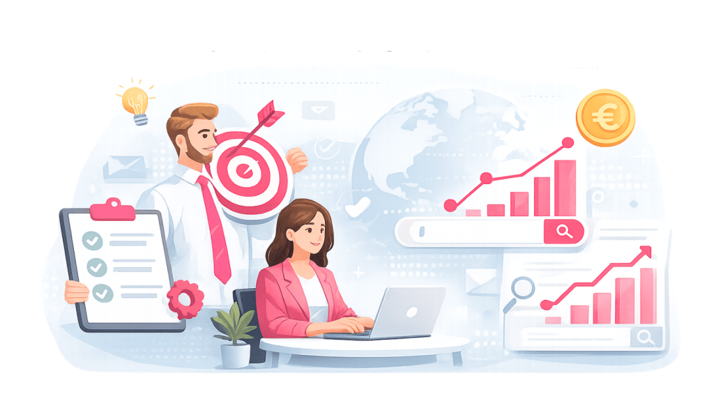Illustration : cadrage de l’audit SEO (objectif, pages prioritaires, indicateurs)